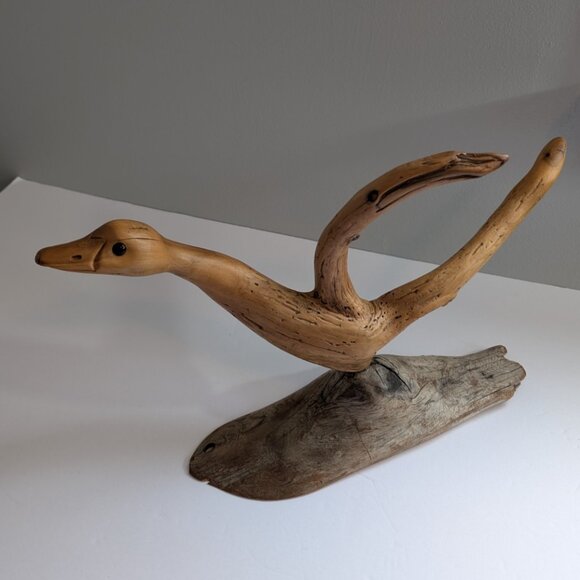 Driftwood Sculpture Real Wood Duck Finished By Noble A Needham 1989 Hand carved - Picture 1 of 11